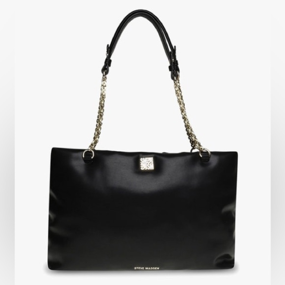 Steve Madden Black Gold Chain Tote Bag NWOT